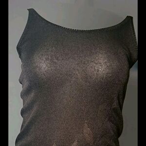 Marsil Made In Italy Classic Brown Fine Knit W/ Leaf  Design Dress Vtg Size 10